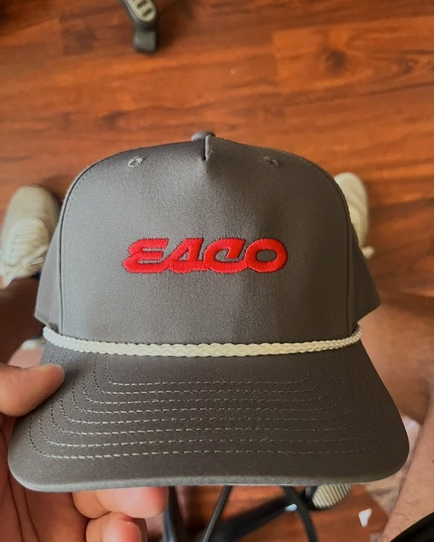 ESCO logo embroidered in red on a gray rope cap